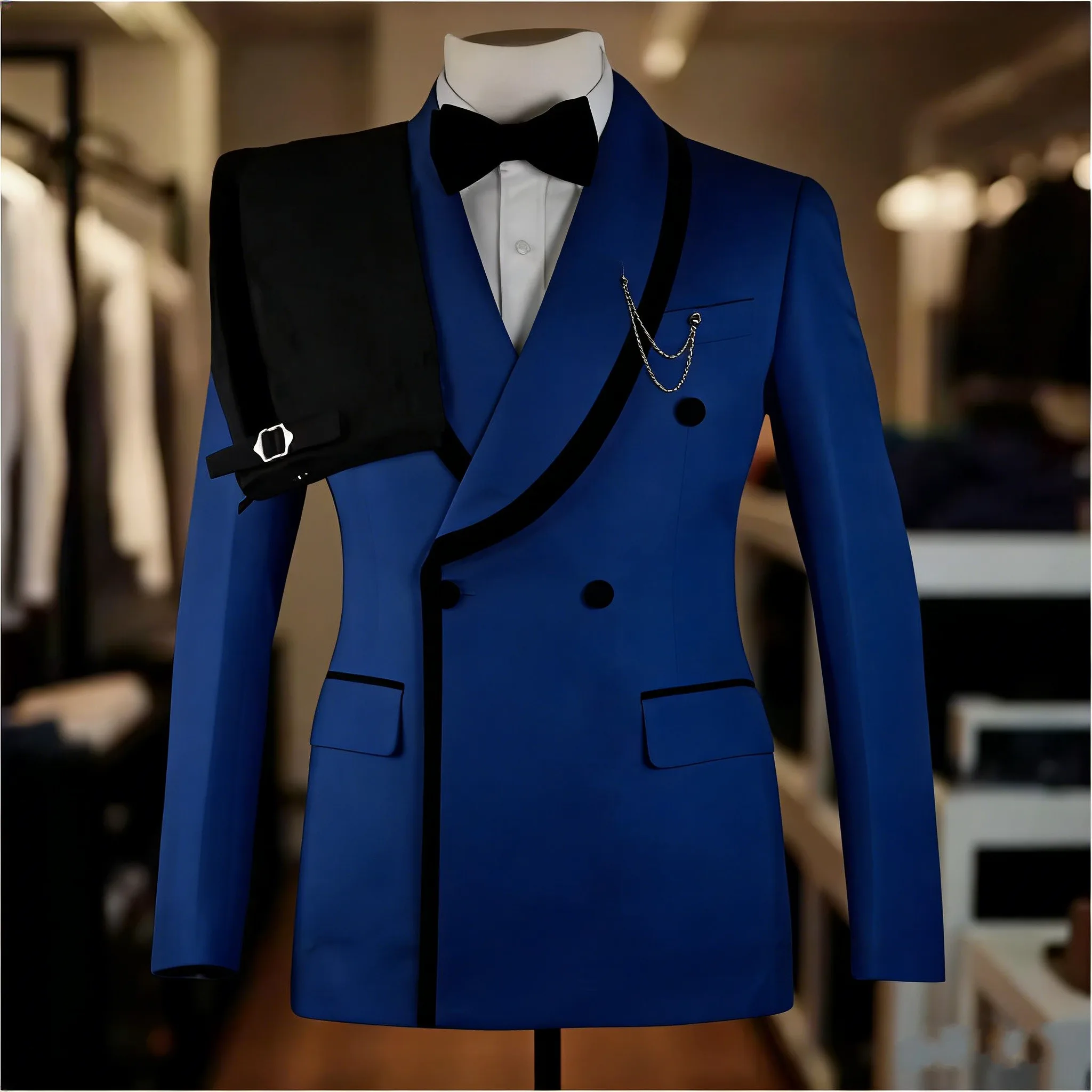 2026 New lb Suits for Men 2 Pieces Double Breasted Groom Tuxedo Formal Shawl Lapel Custo aperçu 4