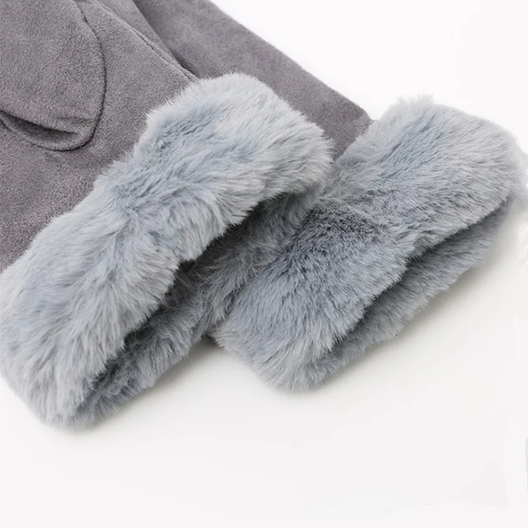 Женские зимние перчатки из искусственной замши с уникальным дизайном