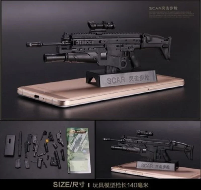 Масштаб 1/6, FN шрамная винтовка, пистолет, Сборная модель, игрушки, головоломки, Строительные кирпичи, Игрушечная модель для экшн-фигурки