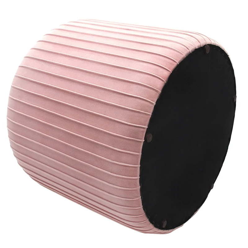 French pink Pouf Velvet Storage Ottoman Beauty Living Room Stool pink Velvet Round Pouf Ottoman