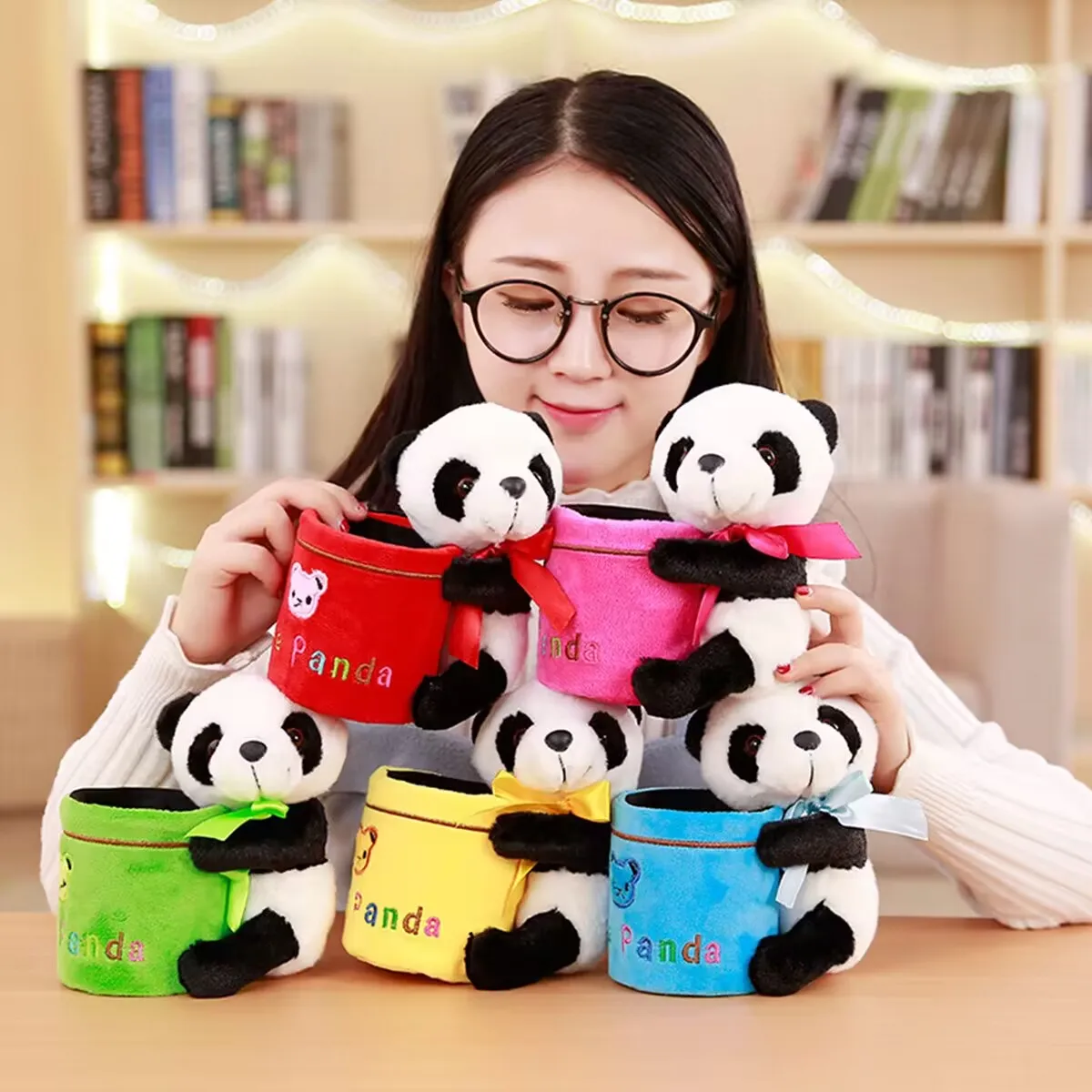 Botu Cartoon Cute Panda Pen Holder Plush Stationery Box Student School ...