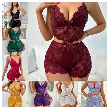 New Women's Casual Pajamas Set Shorts Sleeveless Homestays Front Slit Summer Pajamas Women