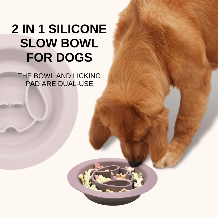 Modern Silicone Pet Slow Eating Dog Bowl Lick Mat 2 In 1 Nonslip