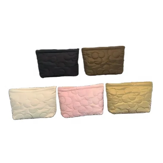Cosmetic Portable Makeup Organizer Quilted Puffer Square Pouch Bag Ladies Puffer Bag Women's Zipper Clutch Bag