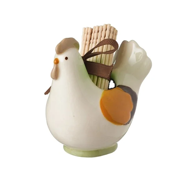 Unique Rooster Design Custom Ceramic Toothpick Holder for Home Hotel