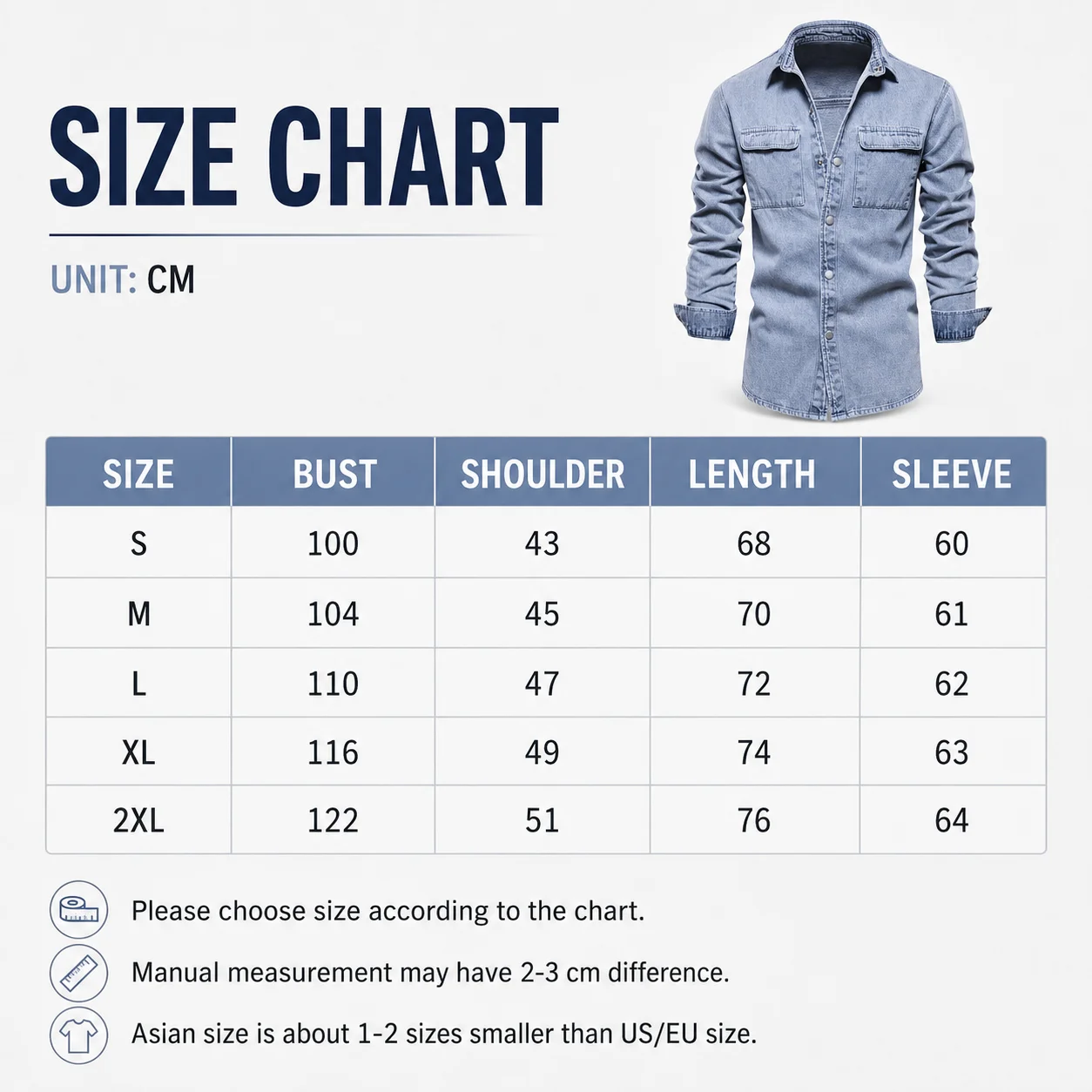 Autumn 100% Cotton Denim Shirts Men Casual Solid Color Long Sleeve Shirt for Men Spring High Quality Jeans Male Shirt