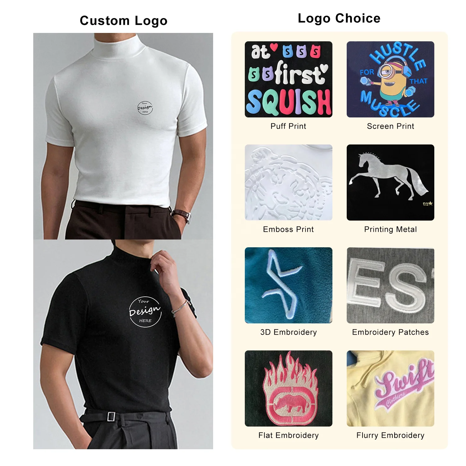 JL0529C Wholesale Mock Neck T Shirt Short Sleeve Tight Fitting T Shirts High Elasticity High Neck T-Shirt for Men