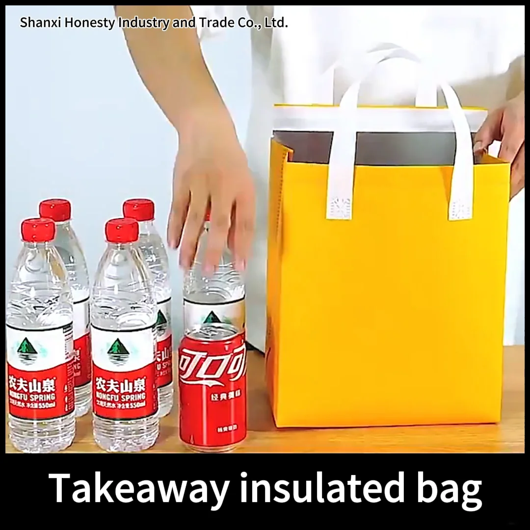 Non Woven Aluminum Foil Disposable Cooler Bag Small Takeaway Cold And