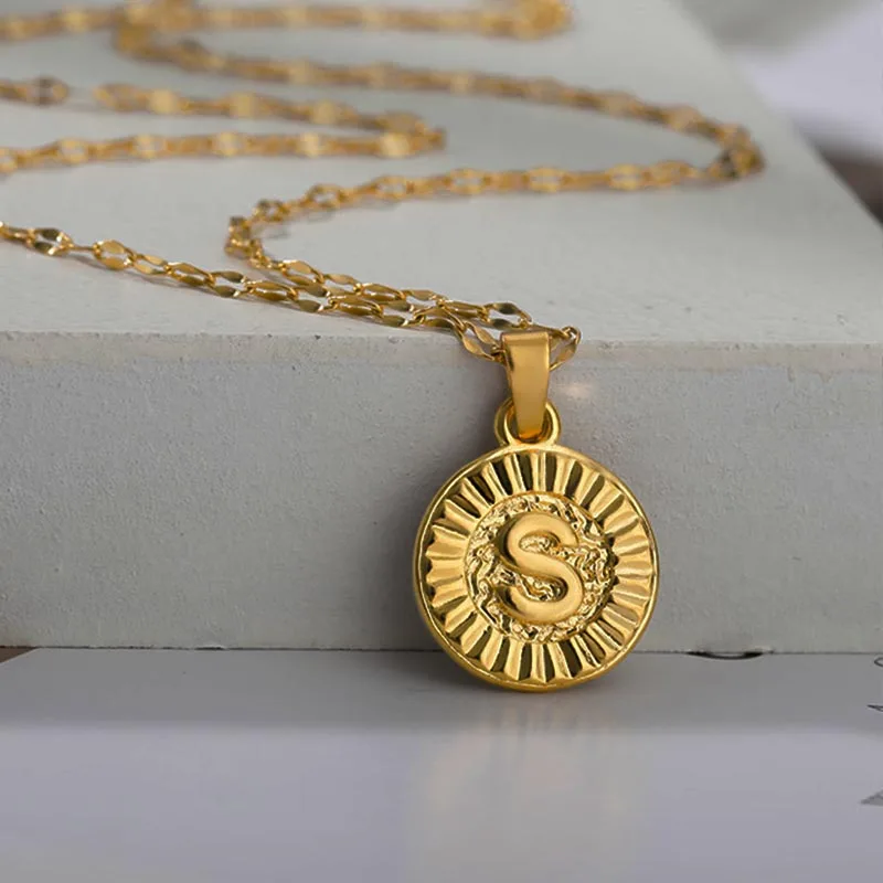 Coin Letter Necklaces Valentine Jewelry 