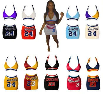 Women's Skirt Suit Basketball Cheerleading Jersey Two Piece Set