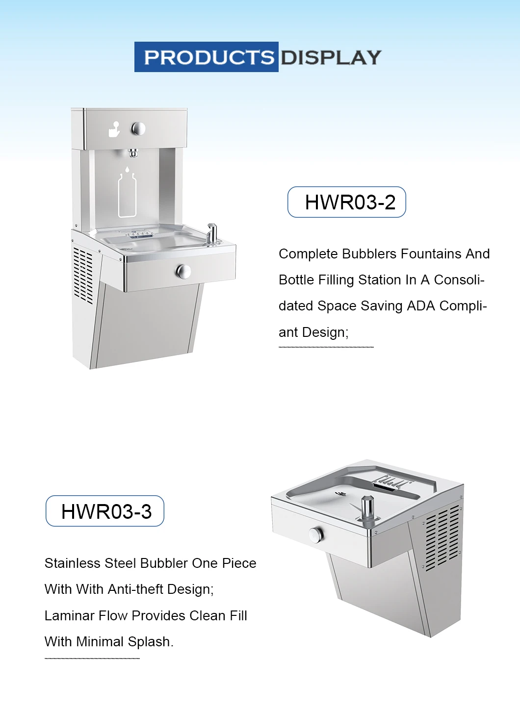 product stainless steel wall mounted public drinking water fountain with bubbler faucet and single basin school outdoor water fountain545-1