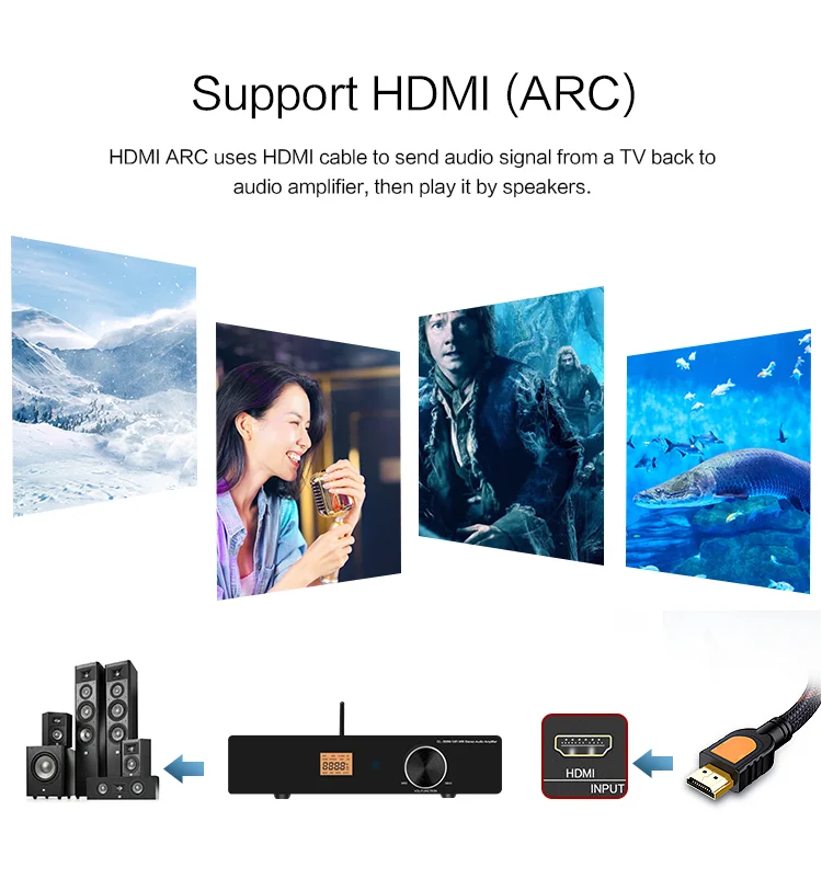 Airplay2 Multi-room HIFI Stereo Amplifier, BT H-DMI Vinyl MM Optical USB  RJ45 LAN Wifi Audio Power Amplifier