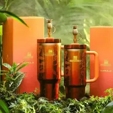 Cross-border High-appearance Creative Camellia Stainless Steel Vacuum Thermal Cup Large Capacity Cold-retaining Ice Outdoor