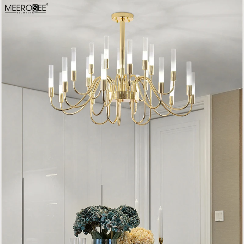 Meerosee Bamboo Light Chandeliers Gold Plated Iron Chandelier Lustres Modernes Contemporary Lighting MD86811