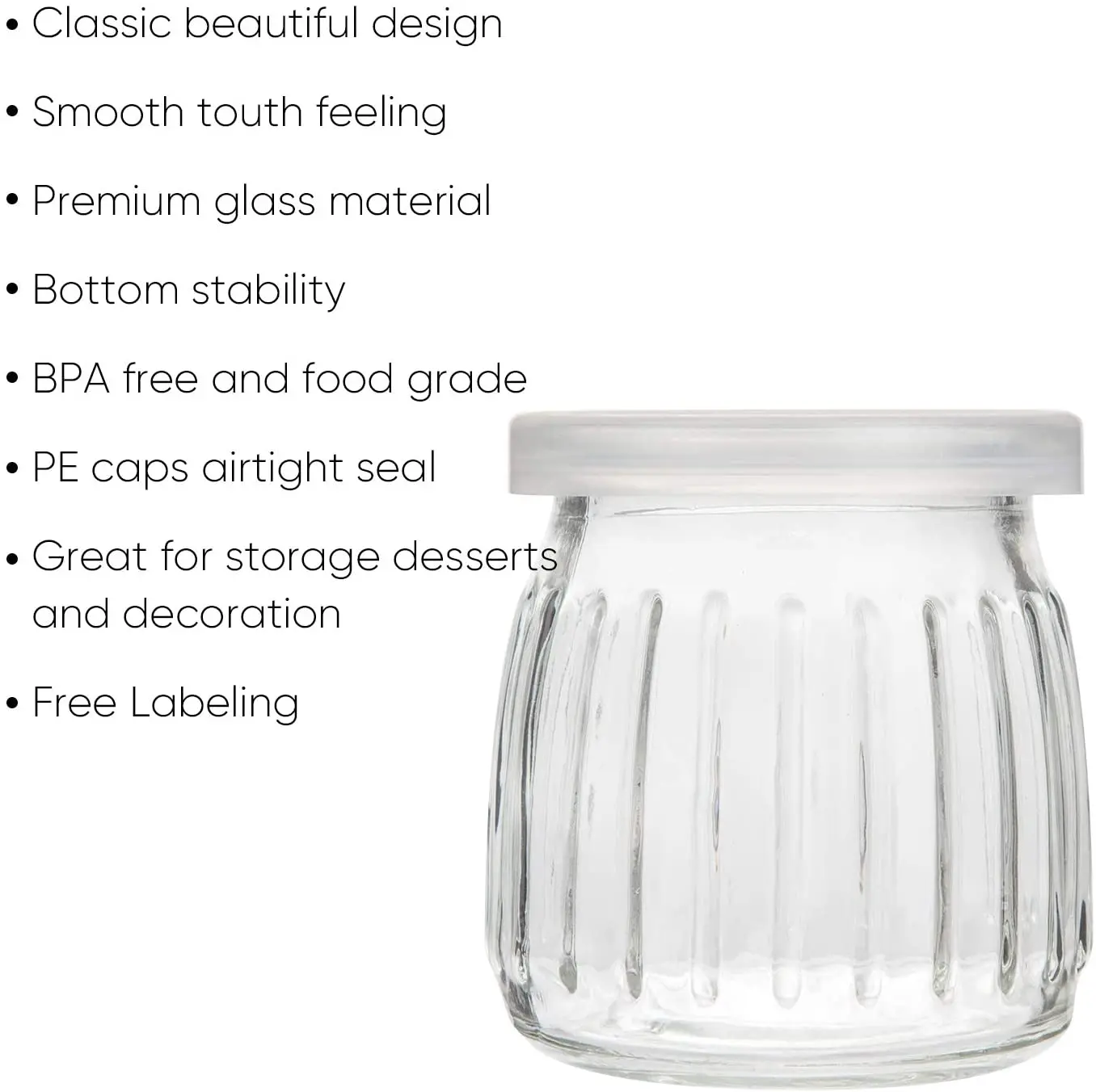 Glass Yogurt Container With Lids,7oz Clear Glass Jars With Airtight Lids,Small