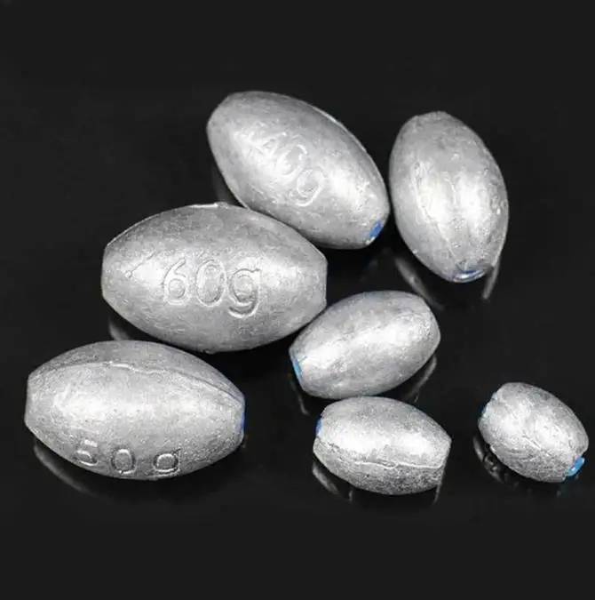 0.5g150g Football Shape Bulk Lead Fishing Weights Lead Egg Sinkers 6oz