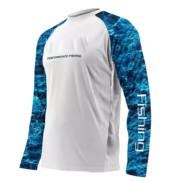 Upf 50 + Солнцезащитная Влагоотводящая полиэфирная рыболовная одежда, мужская сетчатая рубашка с длинным рукавом и отверстиями для УФ-рыбалки