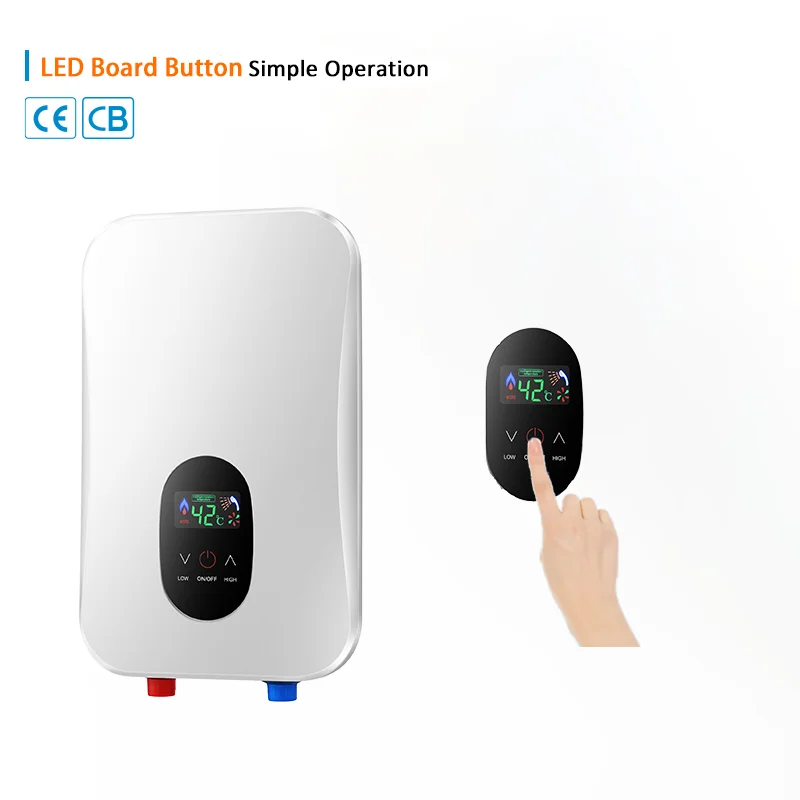 New CE Automatic Bath Instant Electric Water Heater for Shower Car Waterproof White Kitchen Wall Power Storage Casing House