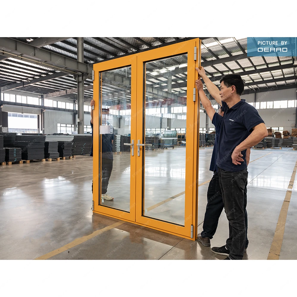 windows and doors company with high quality aluminium materials aluminium double casement doors with two leaf for your houses