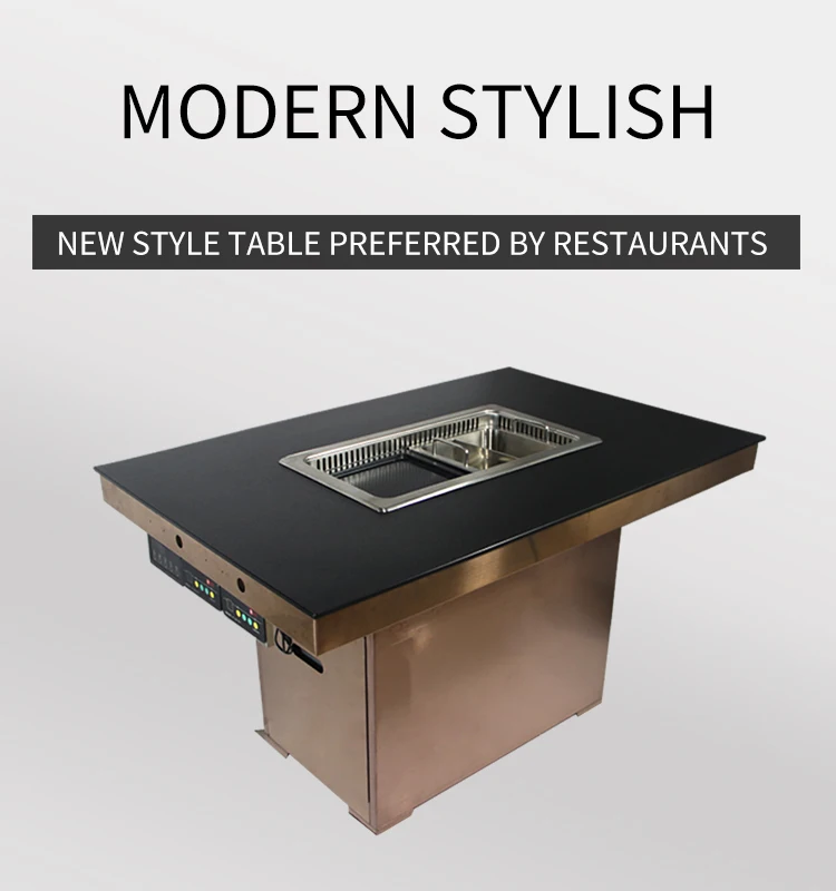 Commercial Restaurant Smokeless Korean Bbq Grill With Hotpot Integrated