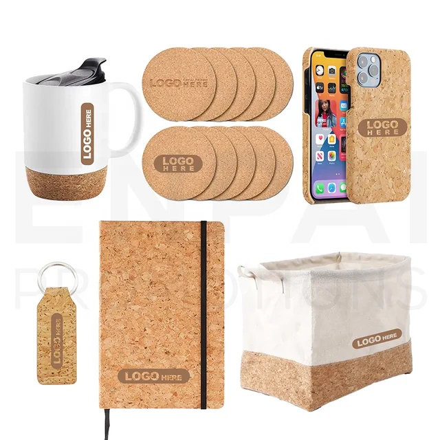 2024 New Ideas Eco-friendly Soft Wood Cork Products Promotional Business Gift Sets