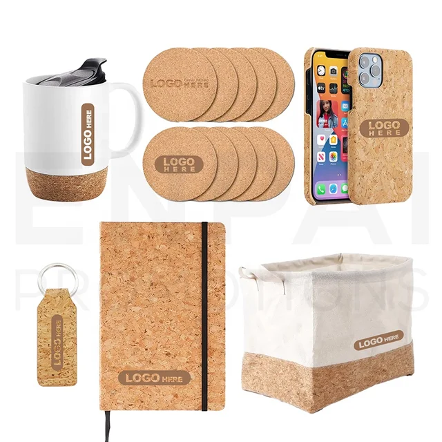 2024 New ideas eco-friendly Soft wood Cork products Promotional business gift sets