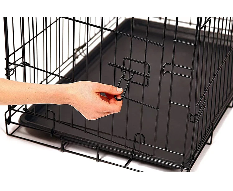 Metal Dog Cage Crate Kennel Foldable With Removable Tray Cages Animal For Borzoi Mastiff Great