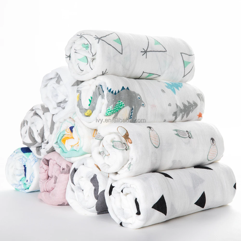 Custom Soft Breathable Organic Muslin Swaddle Bamboo Cotton Fabric