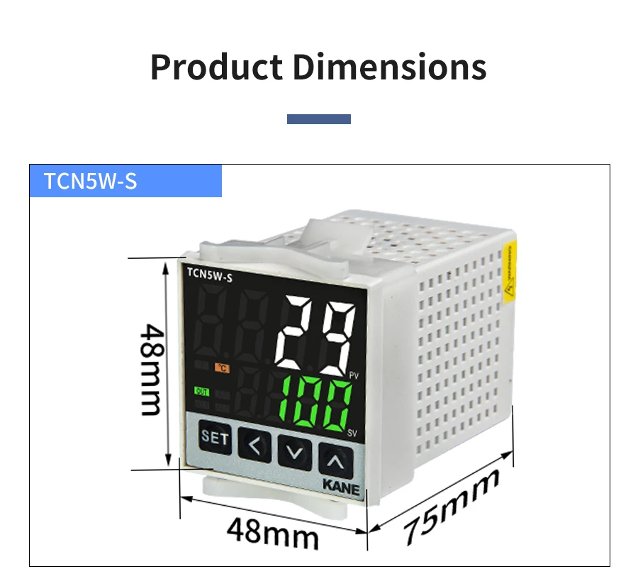 TCN5W-S 48*48mm 220V 24Vdc LED Display Digital Pid Intelligent Temperature Controller with Output Relay and SSR 4-20mA 0-10Vdc