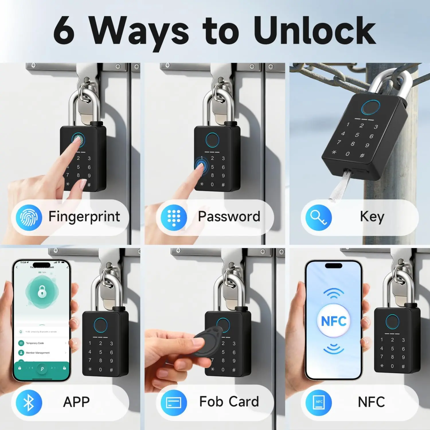 SafetyTuya Smart Locker Lock Password Combination Code Number Key Biometric Fingerprint Padlock with Tuya App