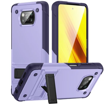 Premium 2-in-1 Mobile Cover for Xiaomi Poco X3 NFC Anti-Drop Holder Design with Lens Protection Made of PC Material