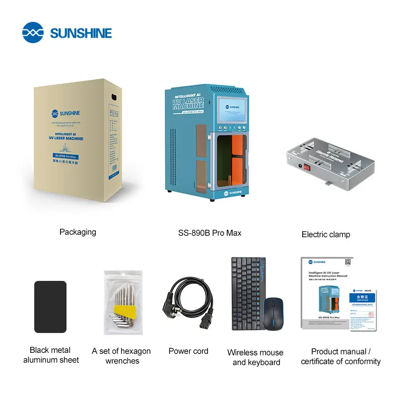 SUNSHINE SS-890B Pro Max Intelligent AI Voice Control UV Laser Machine, Autofocus Cold Light Laser for Phone Back Cover Removal