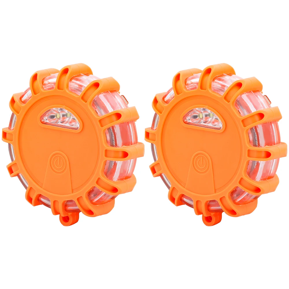 Boat for Car Emergency Disc Beacon with 9 Flash Modes Bicycle- Orange/Blue 3pc LED Road Flares Flashing Warning Lights Battery Operated 
