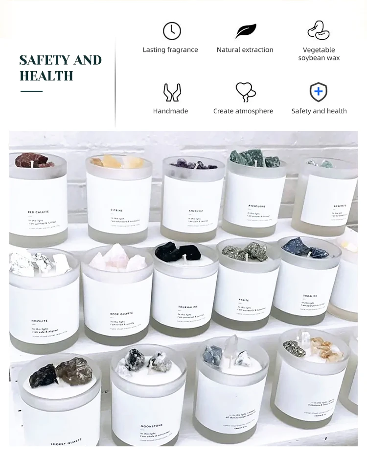 Dgc Ins Healing Crystal Pillar Candle Jar Luxury Scent Zodiac Candles