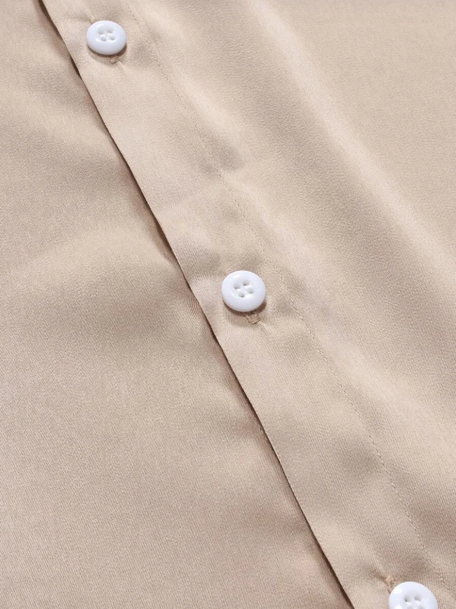 JL-0124A Solid Color Satin Shirts Women Silk Shirt Men Silky Cool Short Sleeve Button up Shirt Mens