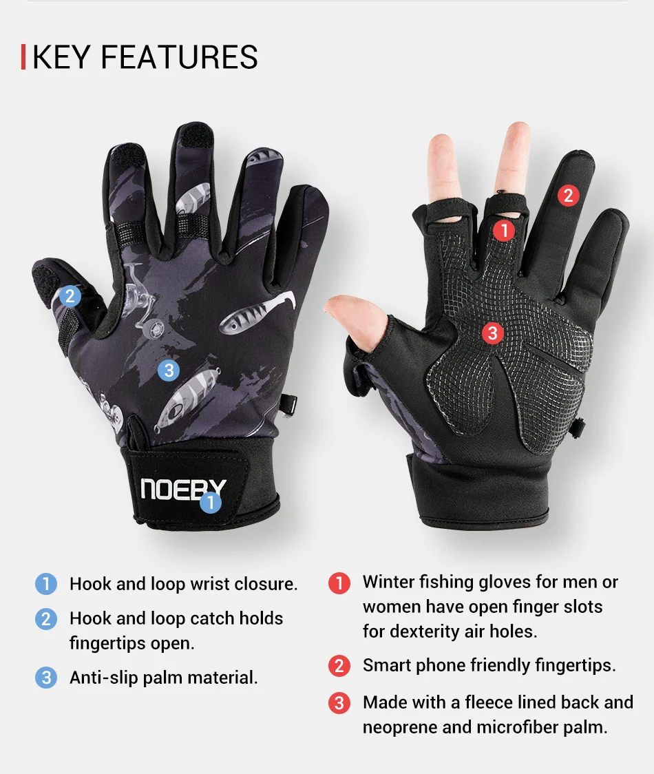 Noeby Outdoor Waterproof Gloves Slipproof Synthetic Leather Durable