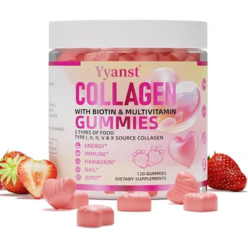 Private Label 2500 Mg Collagen Gummies With Biotin & Multivitamin Reduce Wrinkles Strengthen Hair Improves Gut Health