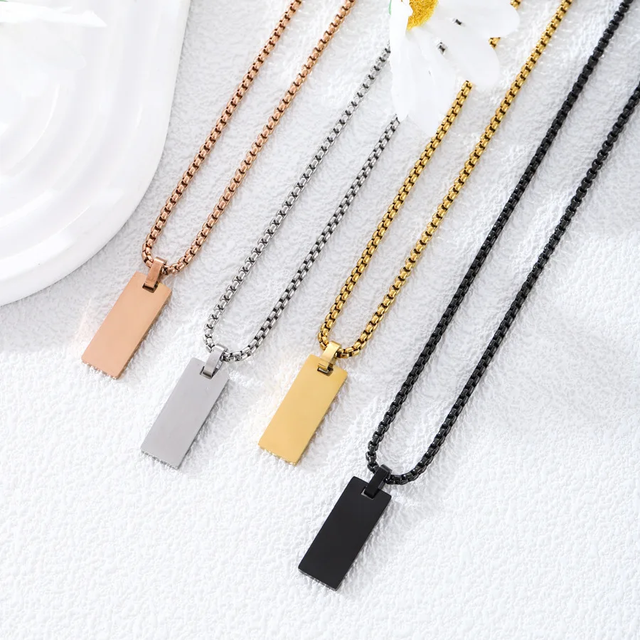 Square Pendant Engraving Necklace