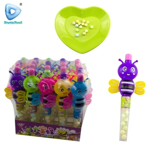 Hot Selling Plastic Funny Colourful Cartoon Honey Bee Whistle Toy Candy
