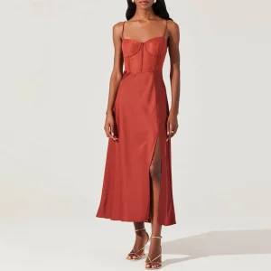 Women's Chic Elegant Sleeveless Lace Bustier Dress Bodycon Midi Casual Style