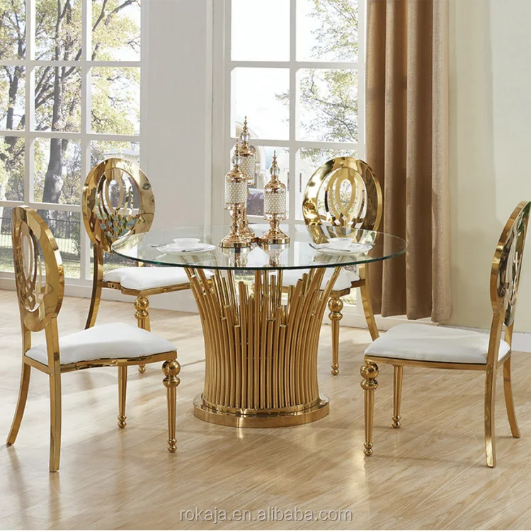 Glass Round Dining Table for Modern Luxury Set