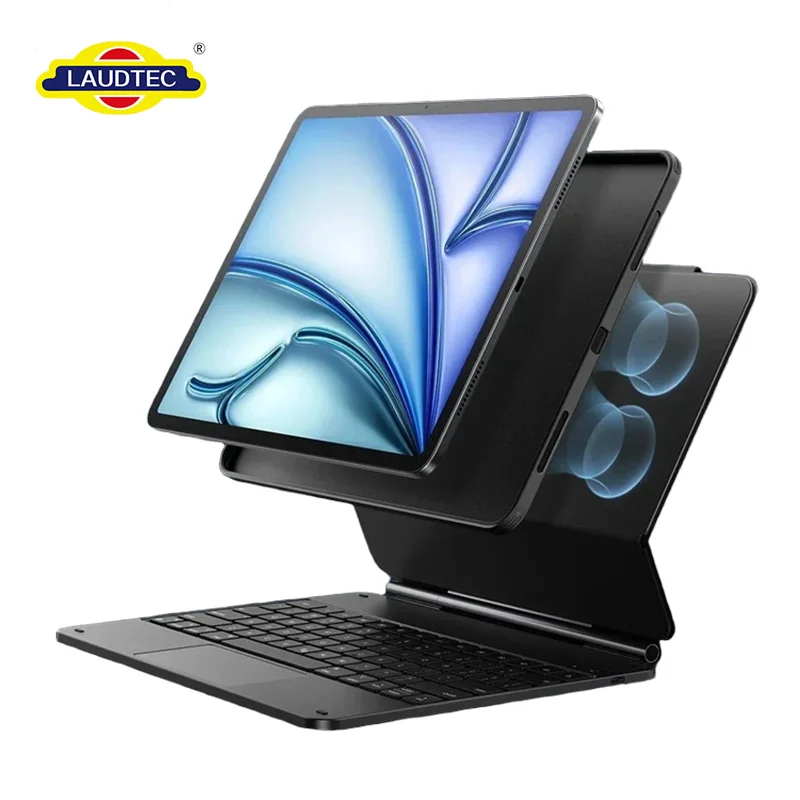 Custom Dual-Axis Magic Floating Keyboard Case Magnetic Tablet Keyboard with Glass Touchpad for iPad Air 11& Pro 11