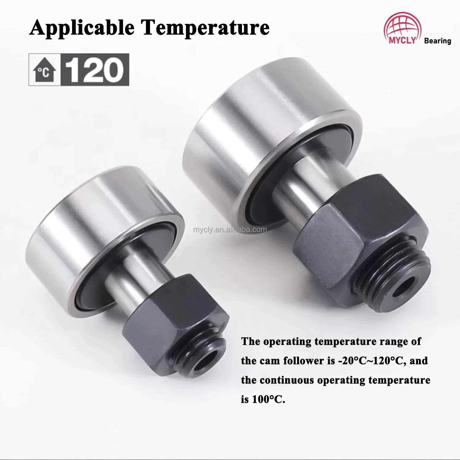 2-Pack KR22 / KRV 22 Cam Follower Needle Roller Bearings - M10x1.25 Thread, 22mm Size 5 thumbnail image