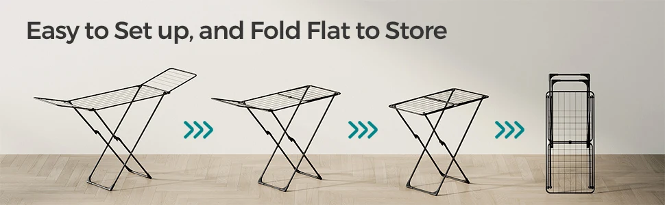 SONGMICS Space-Saving Metal Laundry Drying Rack - Gullwings