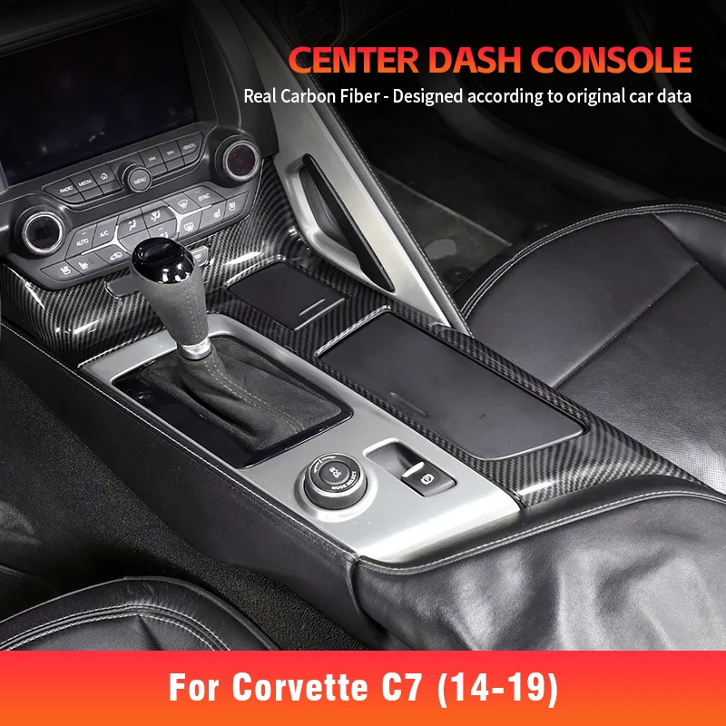 C7 Mouse In Dash Shasha Carbon Fiber Center Dash Console Cover for Corvette C7 2014-2019 ...