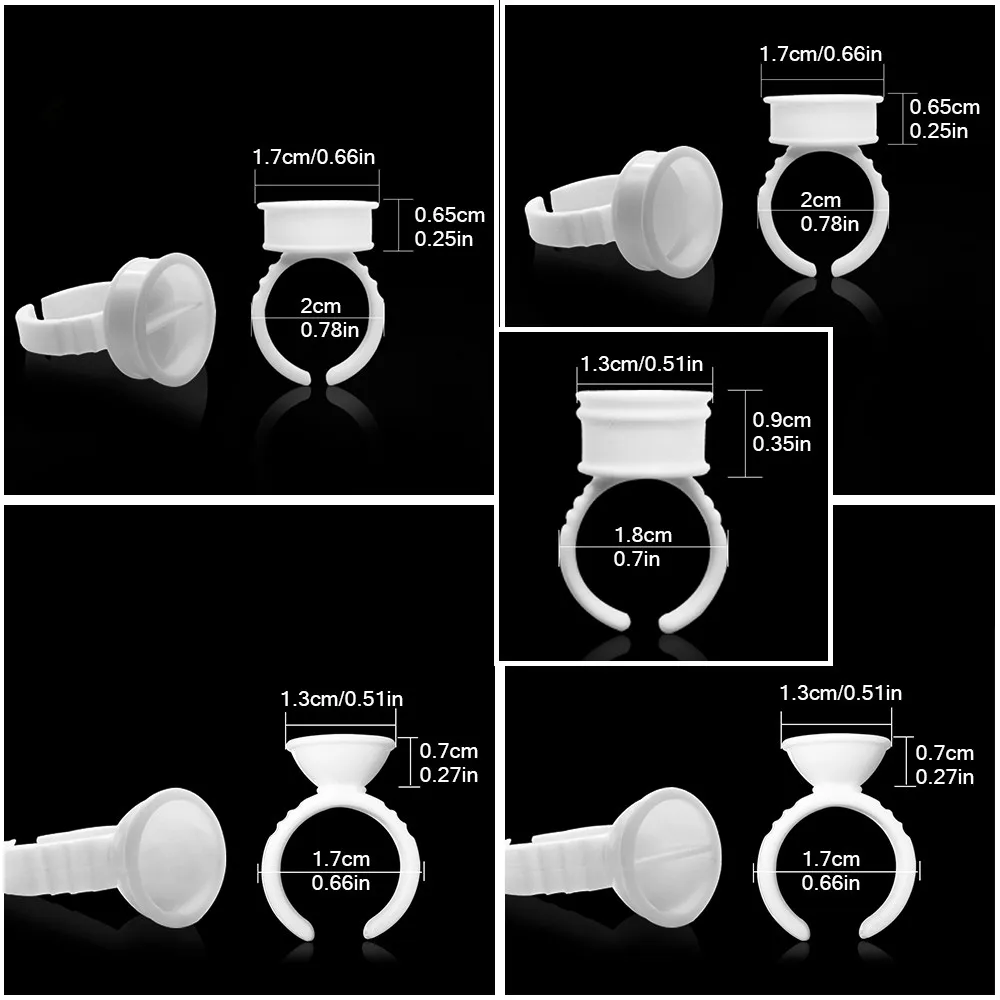 Wholesale Cheap White Plastic Glue Ring Various Size And Styles Lash Glue Ring Custom Package