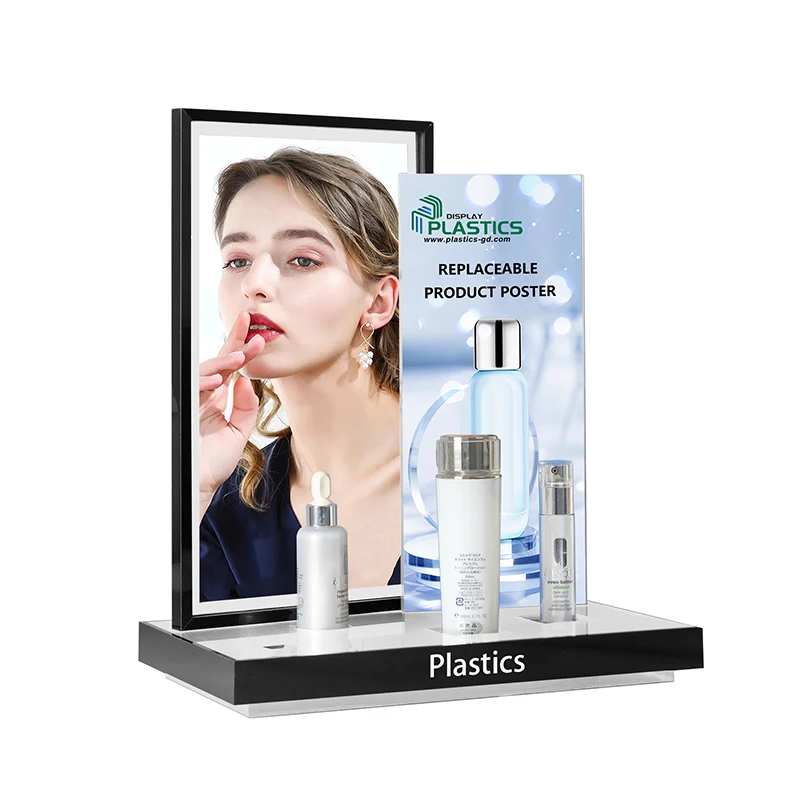 Custom High-end Detachable Acrylic Cosmetics Display Stand for Supermarket Counters Skincare Display Racks