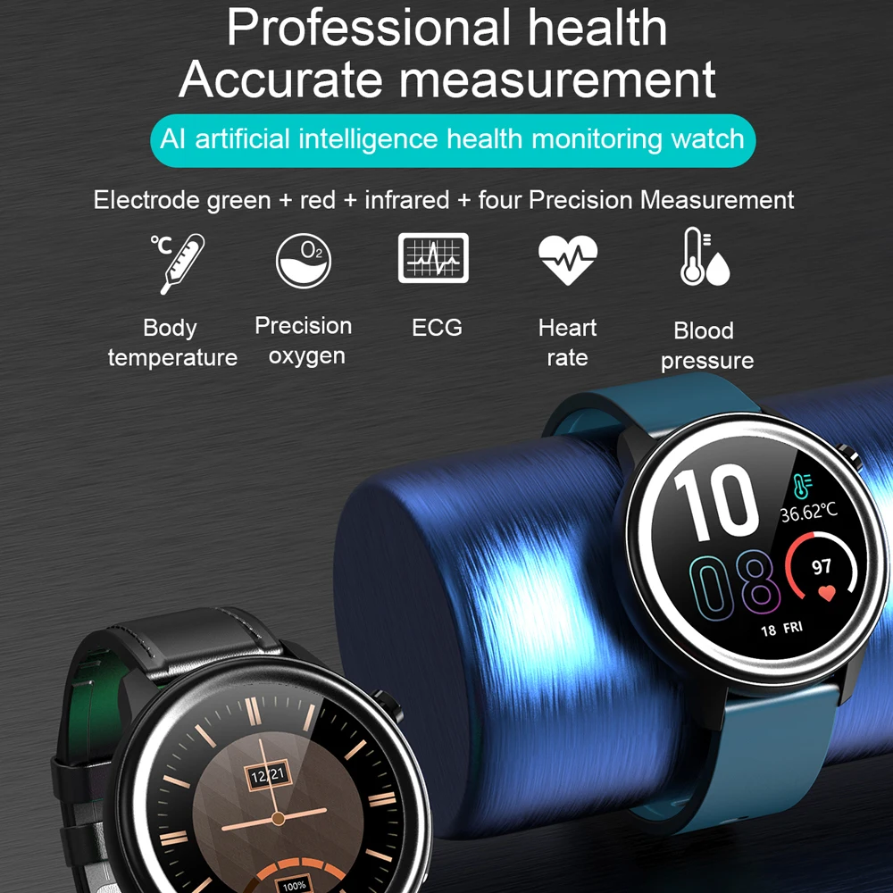 E80 Смарт-часы с температурой тела ECG + PPG AI Медицинский Диагностический мониторинг здоровья Смарт-часы водонепроницаемые часы