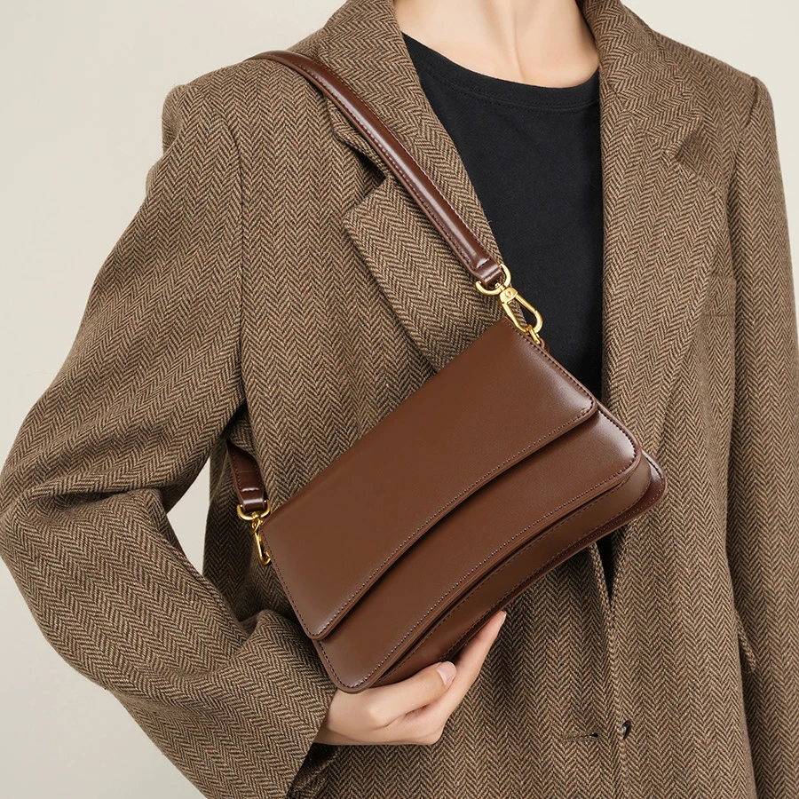 Factory Wholesale Price Lady Leather Shoulder Messenger Saddle Bags Handbags Ladies Women Soft Hand Underarm Bags for Women