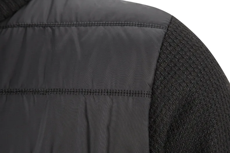 Men's Knitwear Coat Stand Collar Patchwork Padded Jacket_voghion.com